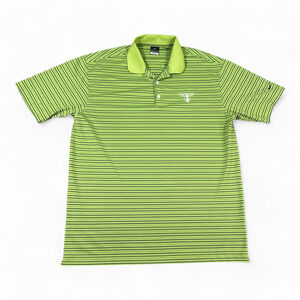 Nike Golf Polo Shirt Adult EXTRA LARGE Green Striped Dri Fit Robert Trent Jones